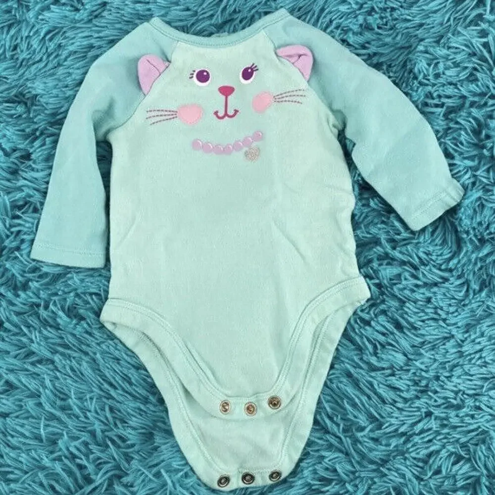 Baby Girl 0-3M Garanimals Onesies Bundle Cat Butterfly Tutu Birds 3 Piece Lot